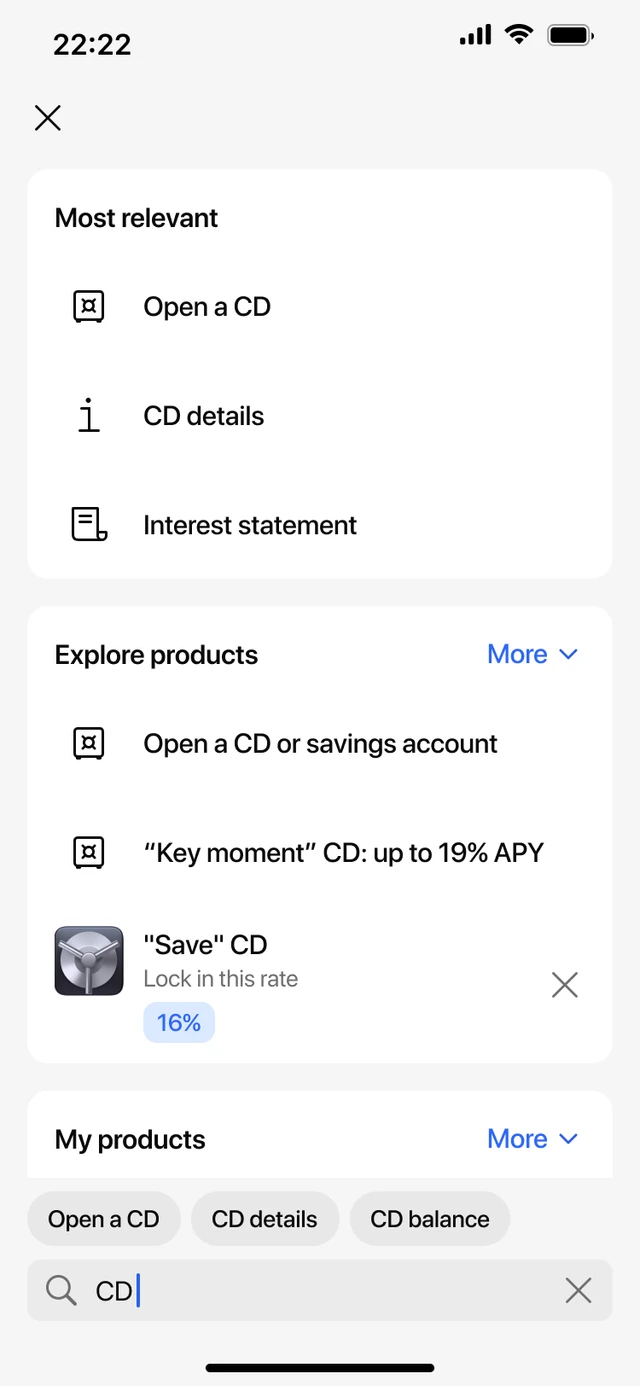Search before the redesign, screen 2